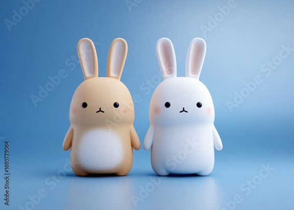 Fototapeta A 3D cartoon rabbit stands out against the background