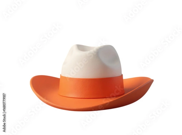 Obraz Orange and white cowboy hat isolated on transparent background