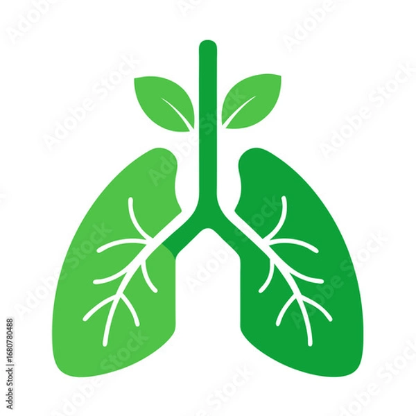 Obraz Green lungs vector on white background.
