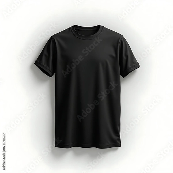 Fototapeta Classic Black T-Shirt Mockup Simple Design on White Background for Versatile Apparel Styling