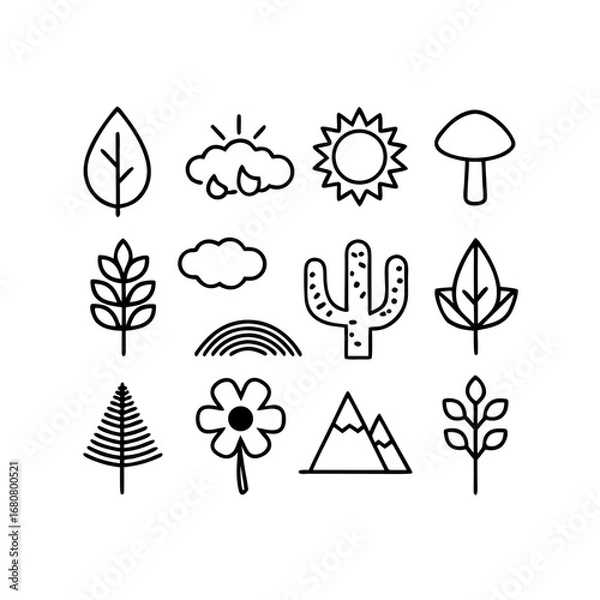 Obraz Clean Line Art Botanical & Landscape Icon Bundle