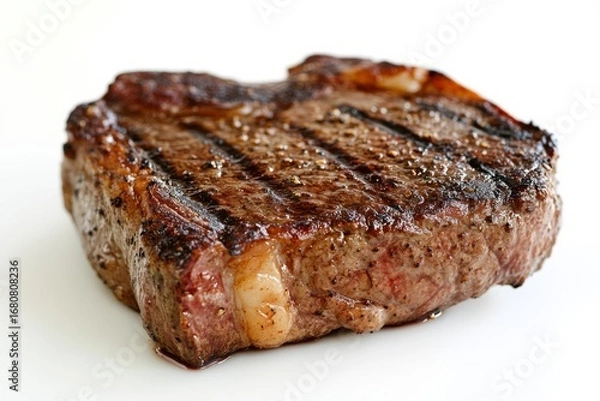Fototapeta Juicy steak isolated on solid white background. AI generated