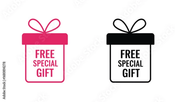 Fototapeta Two stylized gift boxes one in pink and one in black outline both featuring the text free special gift symbolizing promotions and giveaways