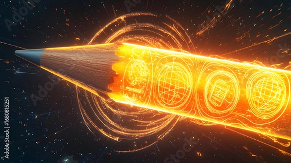 Fototapeta Glowing Pencil In Space