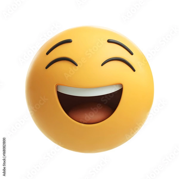 Obraz A cheerful, laughing emoji with closed eyes, conveying happiness and amusement in a vibrant yellow hue