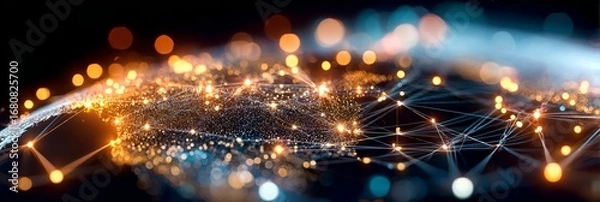 Fototapeta Innovative Digital Technology Landscape with Global Connections and Data Exchange in Modern Business