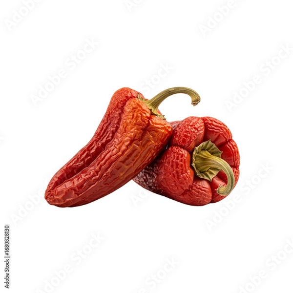 Obraz Two red peppers on a black background - Transparent Background