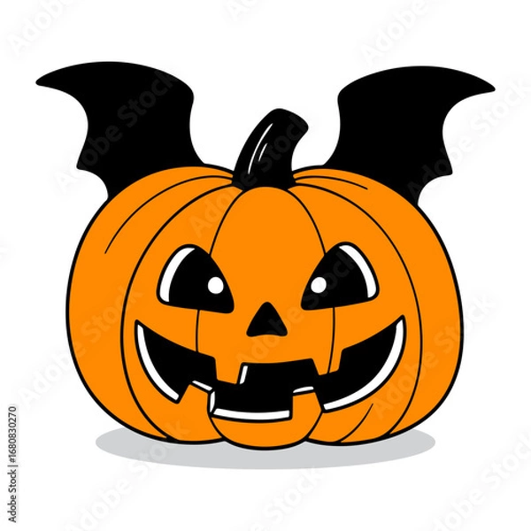 Obraz hlloween Jack-o-lantern pumpkin with bat wings