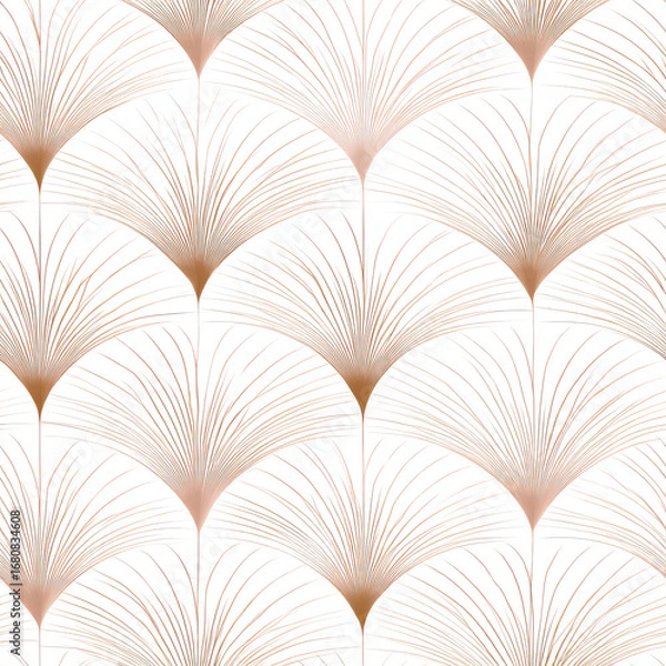 Fototapeta Elegant thin arc pattern with soft brown lines creating modern geometric fan design on white background, perfect for stylish decoration and contemporary art projects