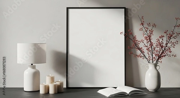 Fototapeta Blank Poster Frame Mockup with Minimalist Decor.