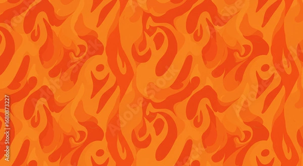 Fototapeta An abstract seamless pattern featuring swirling shapes in shades of orange and yellow colors palette