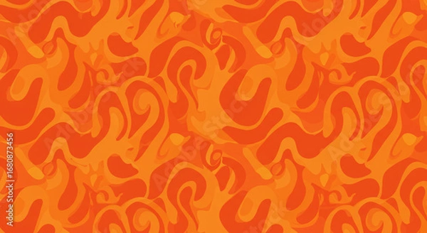 Fototapeta Abstract orange and yellow pattern featuring swirling shapes resembling flames or smoke design element