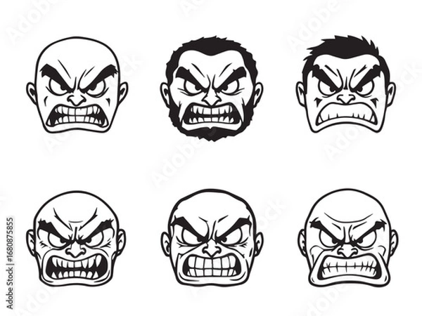 Obraz angry face vector line art 