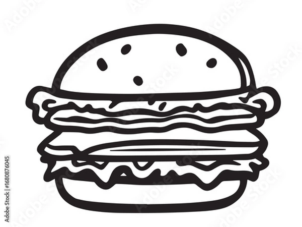 Fototapeta Baconator vector line art 