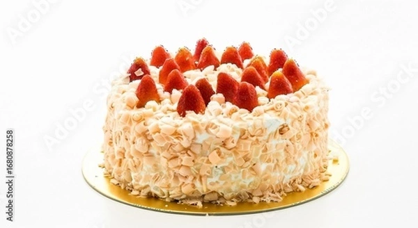 Obraz Delicious Strawberry Shortcake with Whipped Cream and Almonds