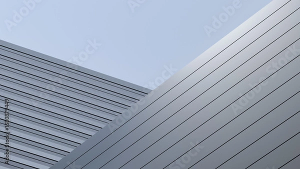 Fototapeta Minimalist wall, architectural structure. Modern structure, minimalist architecture building, wallpaper. 3D render.