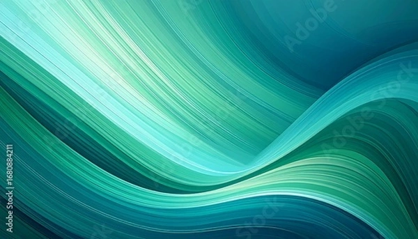 Fototapeta Abstract design featuring fluid lines in teal and turquoise tones creating a dynamic wave effect.