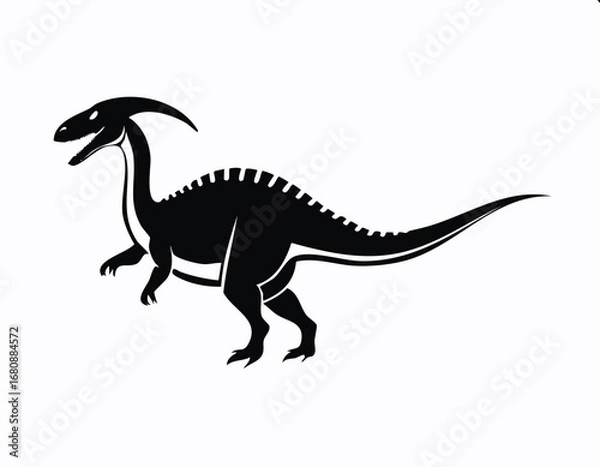 Obraz Spinosaurus Dinosaur Animal Vector Logo in Black and White, Minimalist Style, Ideal for Wildlife Branding, Nature Illustration, and Unique Animal Identity
