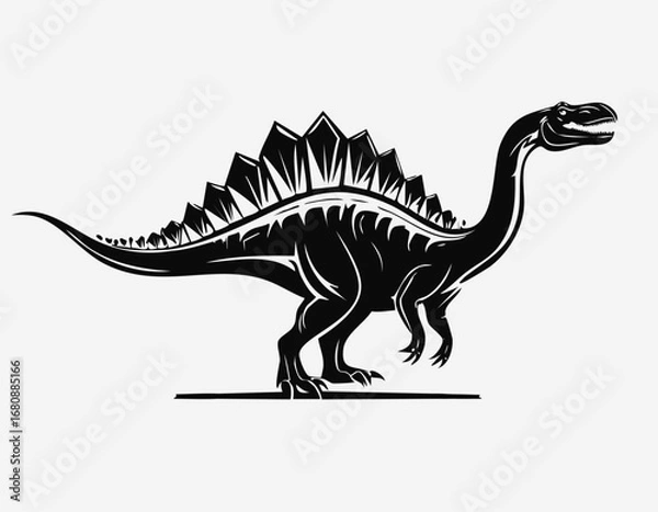 Obraz Spinosaurus Dinosaur Animal Vector Logo in Black and White, Minimalist and Simple Design, Perfect for Wildlife Branding, Nature Illustration, and Unique Animal Identity
