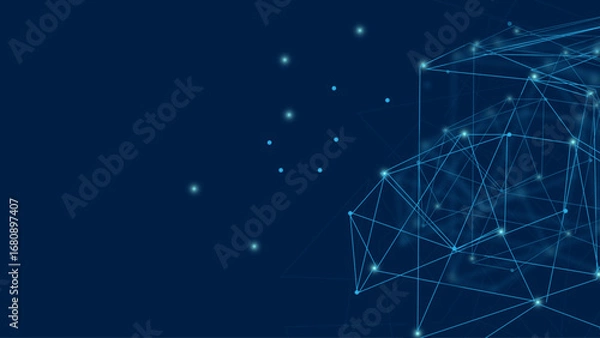 Fototapeta Futuristic Blue Digital Network Background – Abstract White‑Blue Tech Lines & Dots for High‑Tech Communication, Data, Cyberspace, and Modern Technology Design