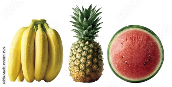 Fototapeta Fresh Fruits Arrangement with White Background, Isolated and Clean