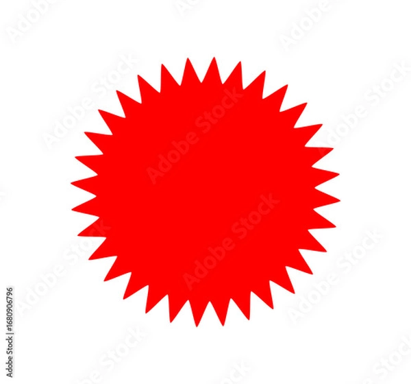 Fototapeta Red starburst badge shape for sale sticker, discount label, promo tag, and highlight design element