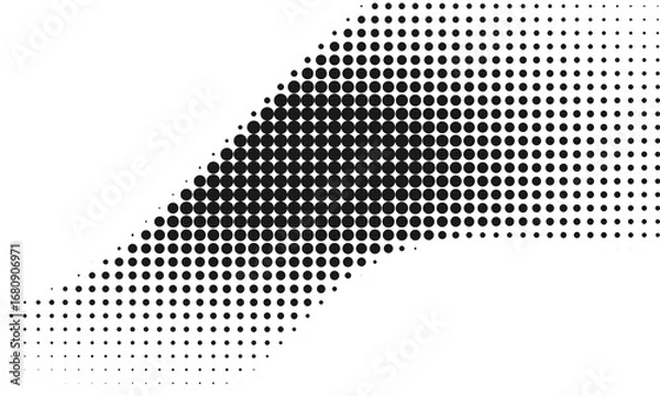 Fototapeta Black halftone gradient dots abstract texture for retro pop art, modern background, comic style overlay, and graphic decoration