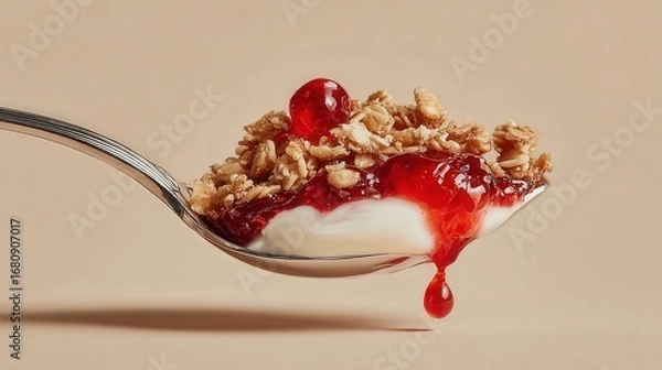 Fototapeta Close-Up of Berry Yogurt Parfait with Granola