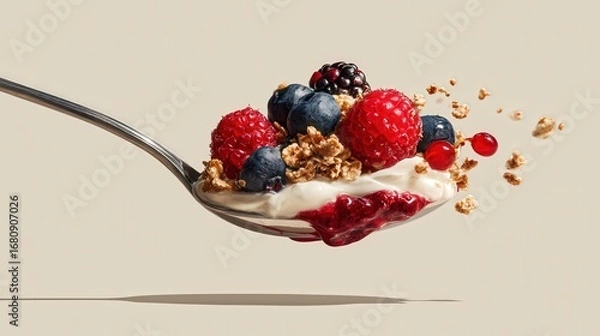 Fototapeta Close-Up of Berry Yogurt Parfait with Granola