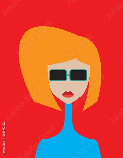 Fototapeta Beautiful girl's face on colorful background. Vector illustration.