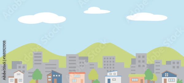 Obraz シンプルな街並みのイラスト