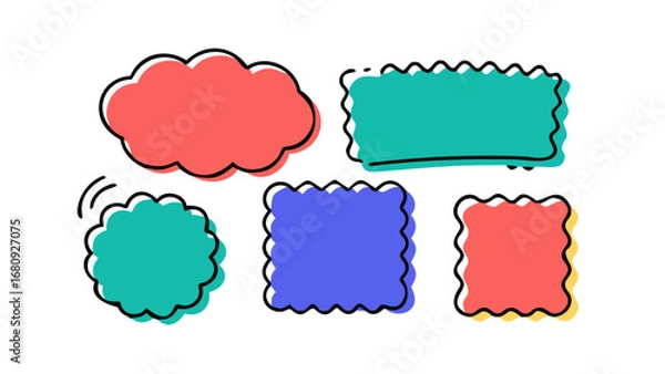 Fototapeta Pastel sketch style frames and borders coral