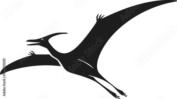 Obraz Pteranodon Dinosaur Animal Vector Logo in Black and White, Minimalist and Simple Design, Perfect for Wildlife Branding, Nature Illustration, and Unique Animal Identity
