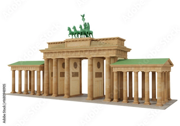 Fototapeta Isolated Brandenburg Gate in Berlin, a historic symbol of German Reunification & Unity