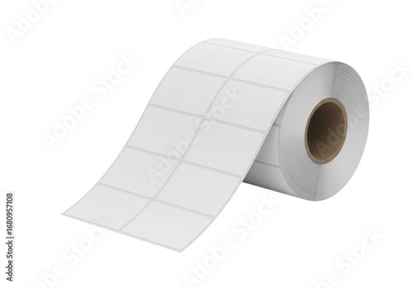 Fototapeta Isolated roll of blank adhesive labels for barcode scanner or printer for labeling purposes