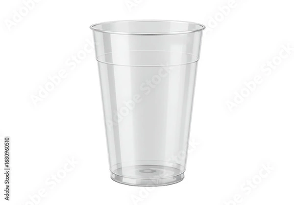 Fototapeta Isolated translucent plastic cup for cold beverages, reusable drinkware for picnics or parties