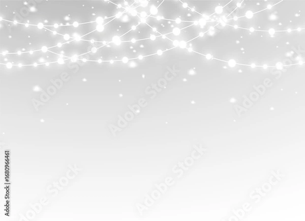 Fototapeta white illustration light garland christmas decoration festive glow abstract transparent gold isolated winter holiday party lamp bright string chain png