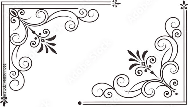 Fototapeta Adobe Illustrator Artwork A vector illustration of elegant decorative corners with ornate swirling lines for border design