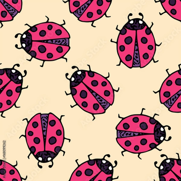 Obraz Ladybug seamless pattern. Vector illustration.