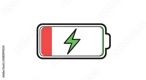 Fototapeta Low battery icon signaling power loss and urgent need for recharge in technology devices, perfect for conveying digital anxiety and energy crisis concepts