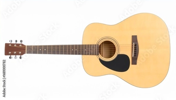 Fototapeta Natural acoustic guitar on white background