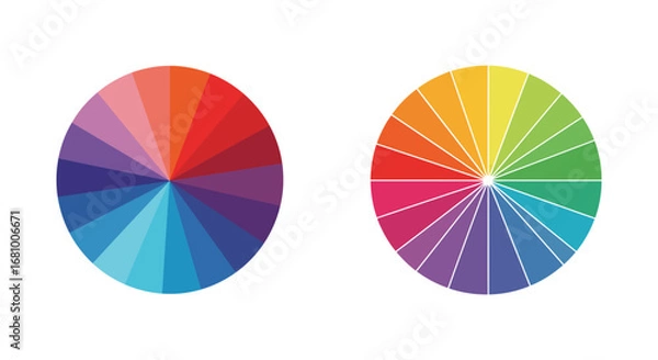 Fototapeta Color wheel diagrams showing primary and secondary colors in a circular pattern