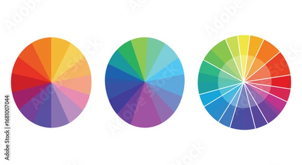 Fototapeta Color wheel diagrams showing primary and secondary colors in different arrangements