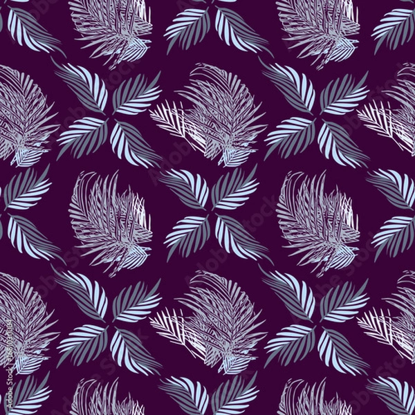 Fototapeta Vector - tropical leaves seamless pattern, colorful template.