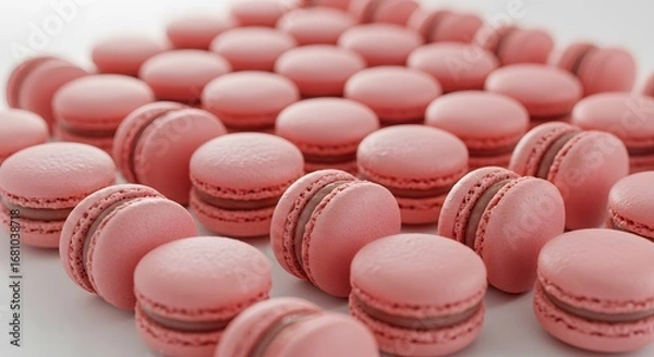 Fototapeta "Delicate Pink Macarons Arranged in an Elegant and Appetizing Display"