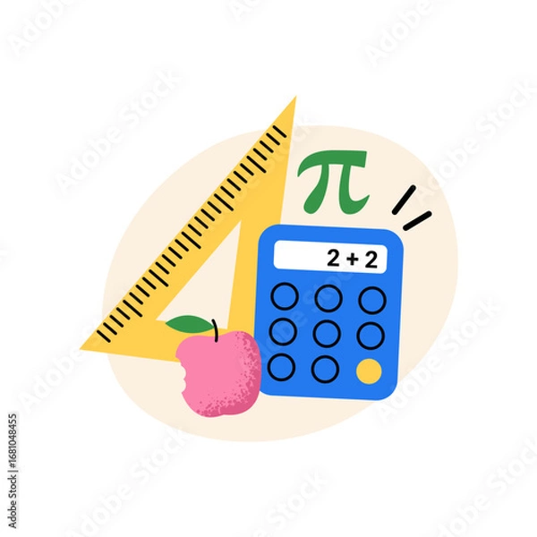 Fototapeta Mathematics. School subject. Vector flat illustration for educational materials, school projects, and creative teaching designs.