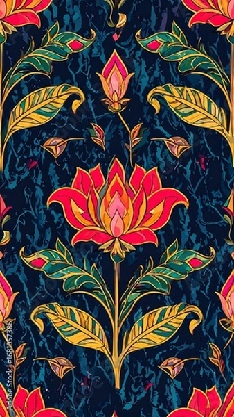 Obraz Floral pattern on dark background