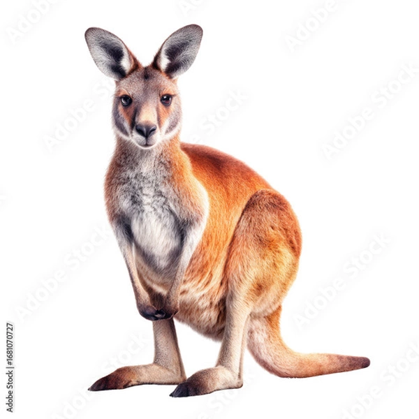 Fototapeta Majestic kangaroo standing confidently with an alert expression in a naturalistic pose conveying wild beauty