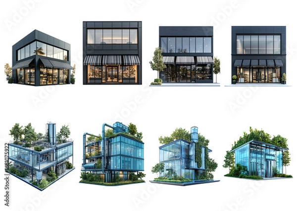 Fototapeta Modern Architecture Styles Showcasing Various Building Designs and Features