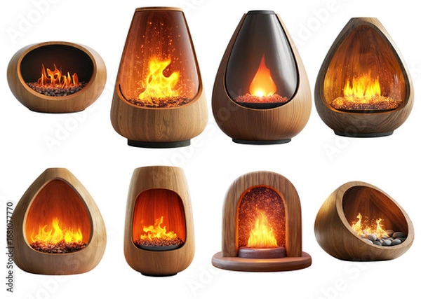Fototapeta Modern Fireplaces in Various Stylish Designs and Elegant Shapes